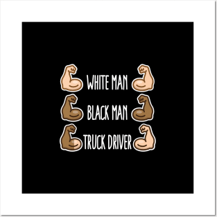 White man black man truck driver funny gym biceps fitness (light design) Posters and Art